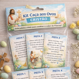 Kit Caça aos ovos Cristão + brinde Pote de Orações