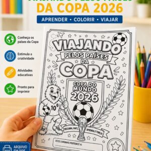 Livrinho para colorir - Viajando pelos países da copa 2026