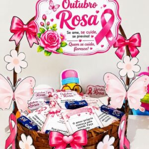 Decoração Cesta Outubro Rosa - Um mimo especial