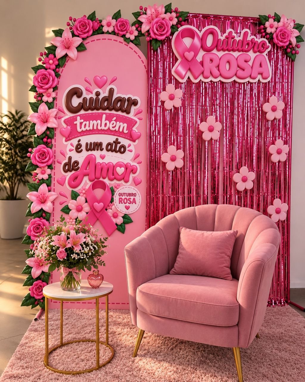 🌸 PAINEL OUTUBRO ROSA — CUIDAR TAMBÉM É UM ATO DE AMOR 💗 - Imagem 5